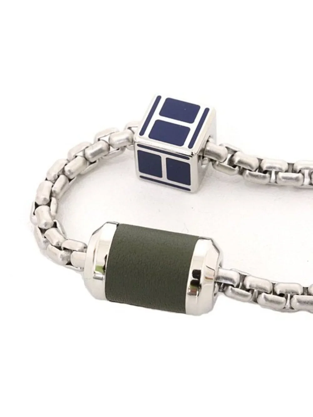 Hermes Bracelet Glenan Swift Buffalo Horn Metal Blue Silver